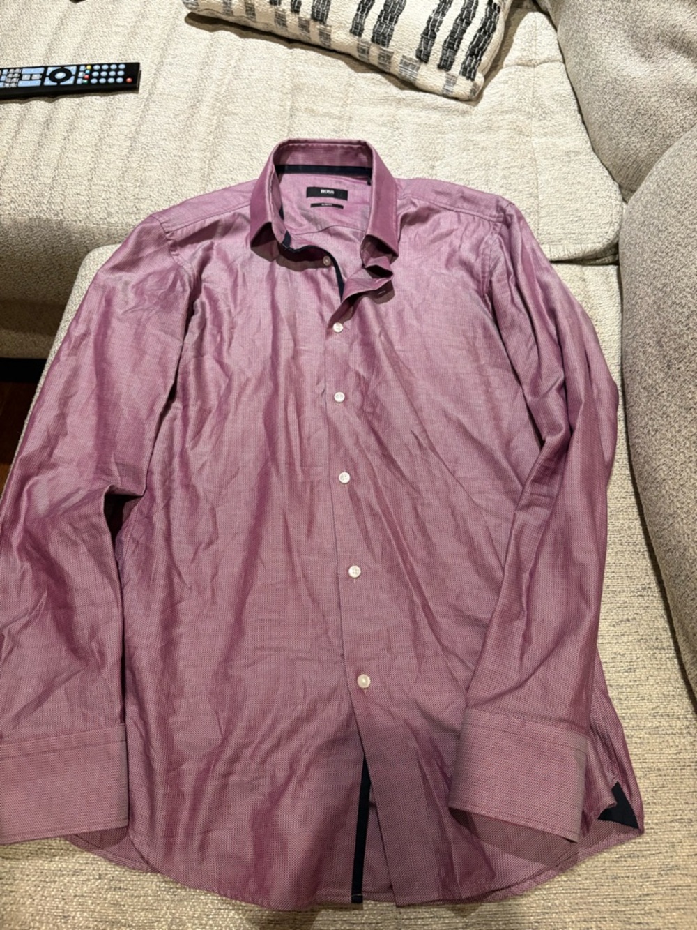 Boss Men's Button-Front Dress Shirt - Burgundy/Purple